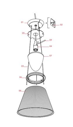 Część zamienna: Plastikowa część w baldachimie do Flos Romeo Moon S2